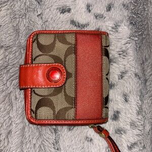 Coach Red and Brown Wallet